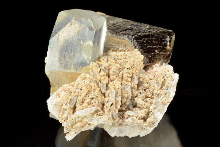 TOPAZ with QUARTZ var. Smoky on ALBITE